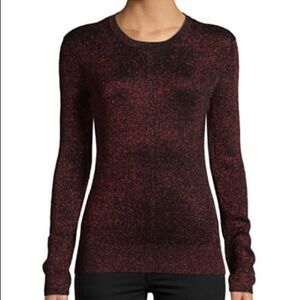 Ellen Tracy Ribbed Metallic Sweater-RED-Small